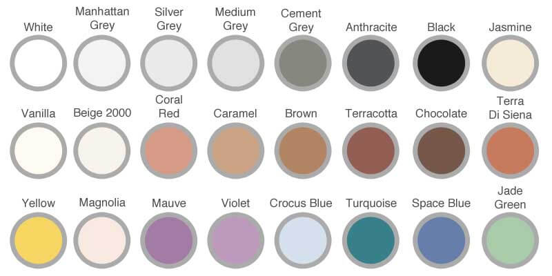 Silicone Colour Chart